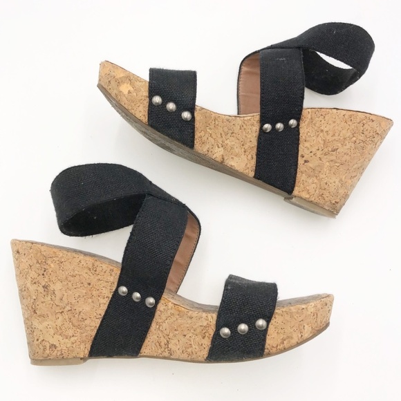 Women/'s Shoes Lucky Brand JIMBIA Wedge Sandals Ankle Strap Leather Brown Sugar
